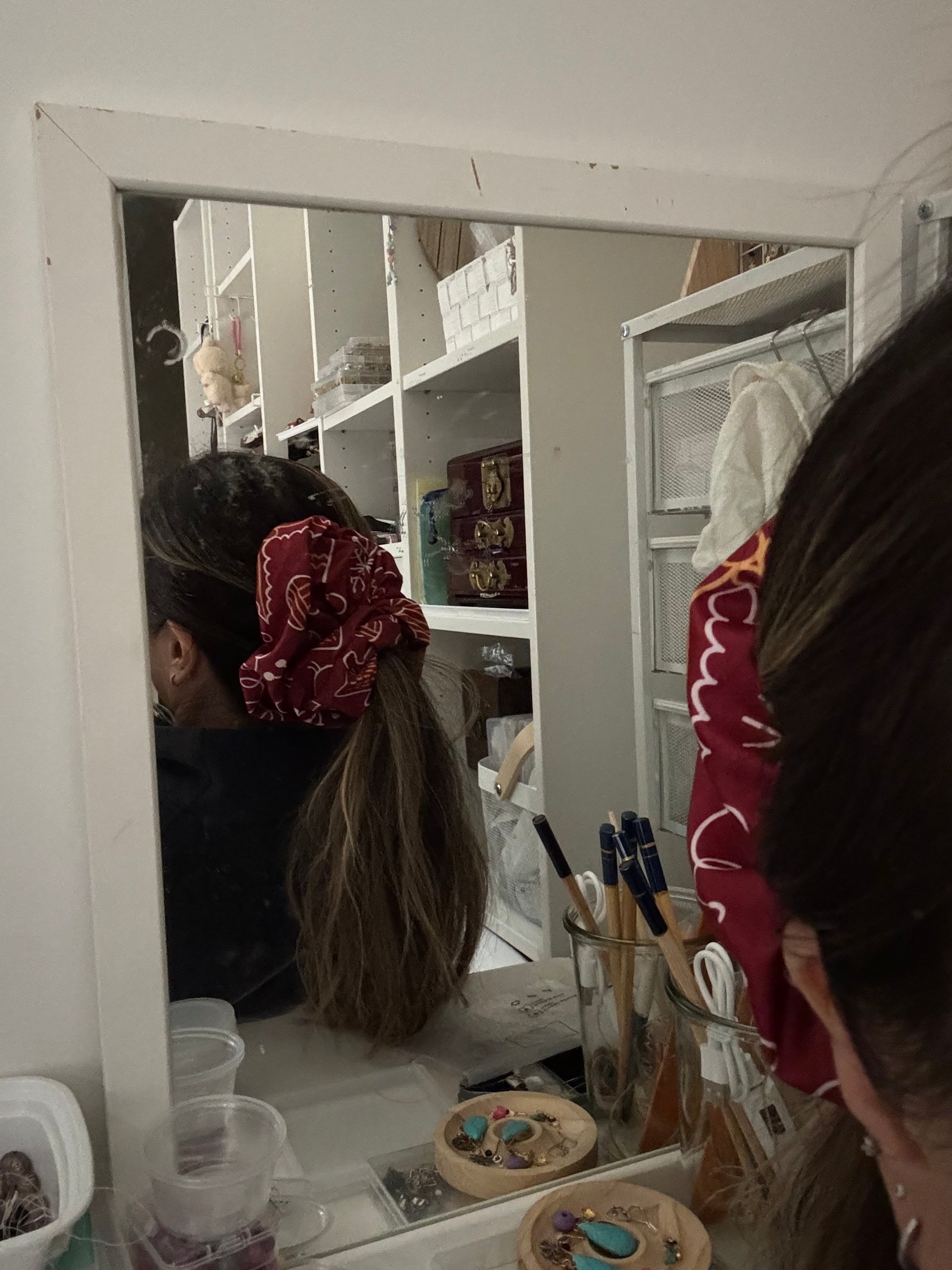 Holiday Wreath Scrunchies - Ruby