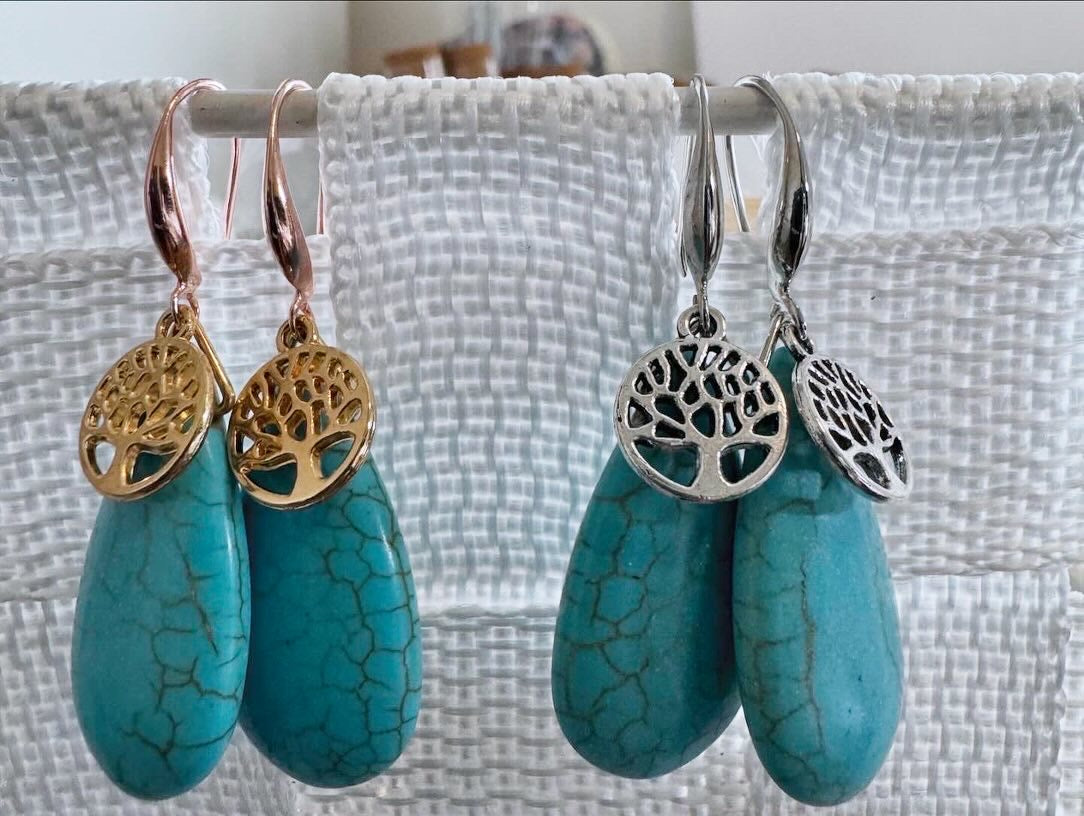Turquoise Tree of Life Earrings