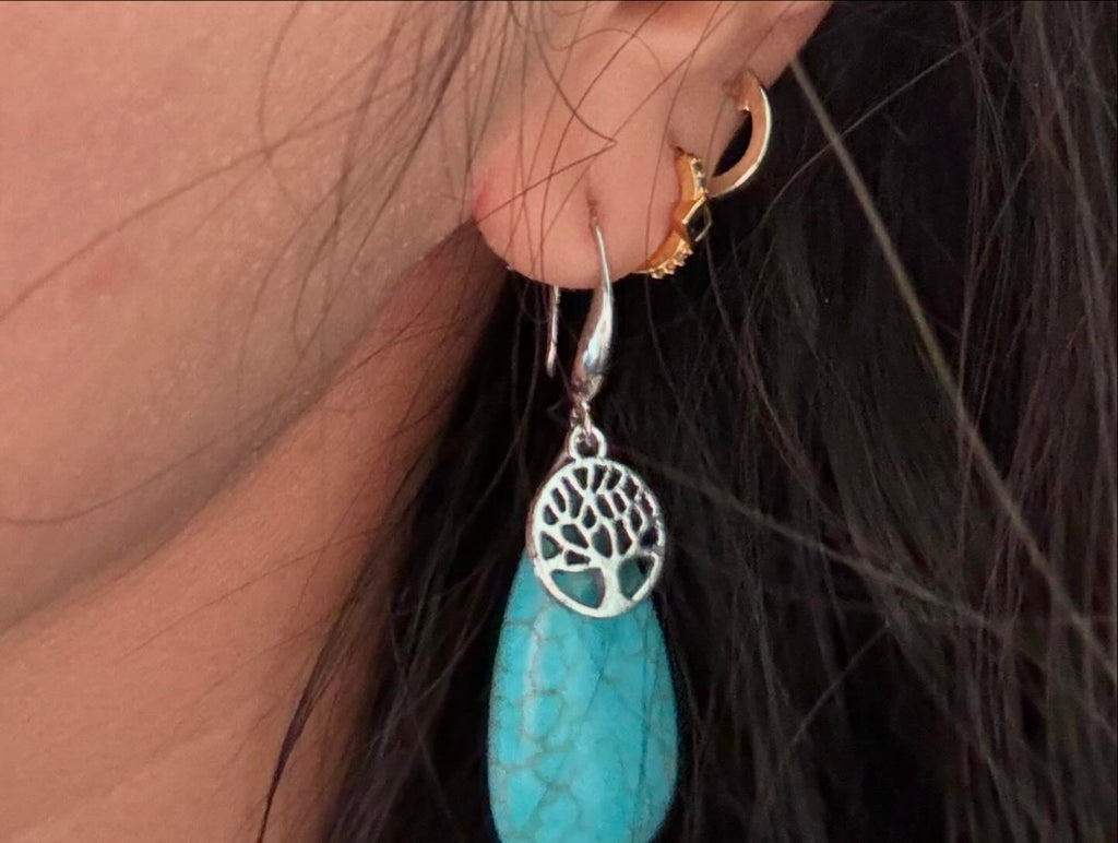 Turquoise Tree of Life Earrings