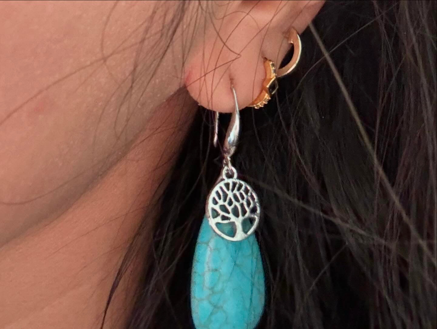 Turquoise Tree of Life Earrings