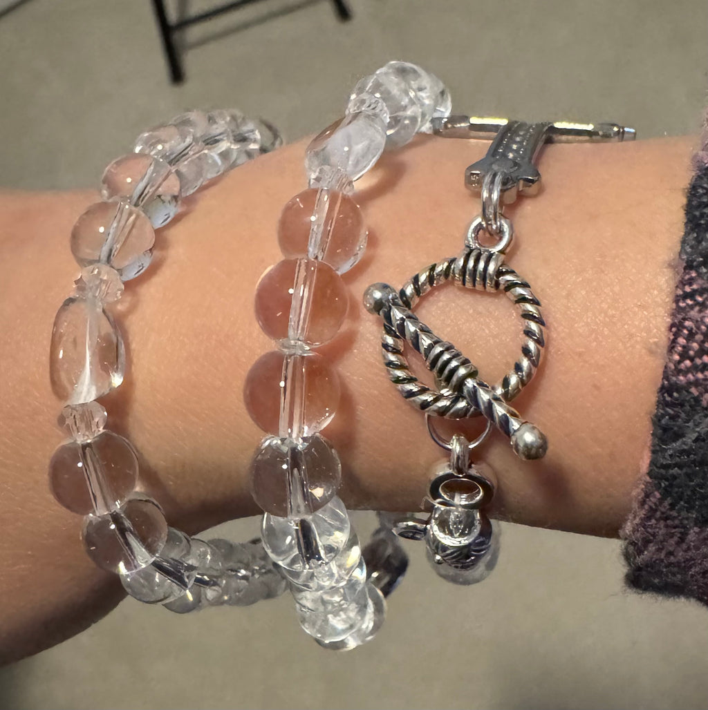 Clear White Crystal Rosary Necklace
