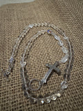 Clear White Crystal Rosary Necklace