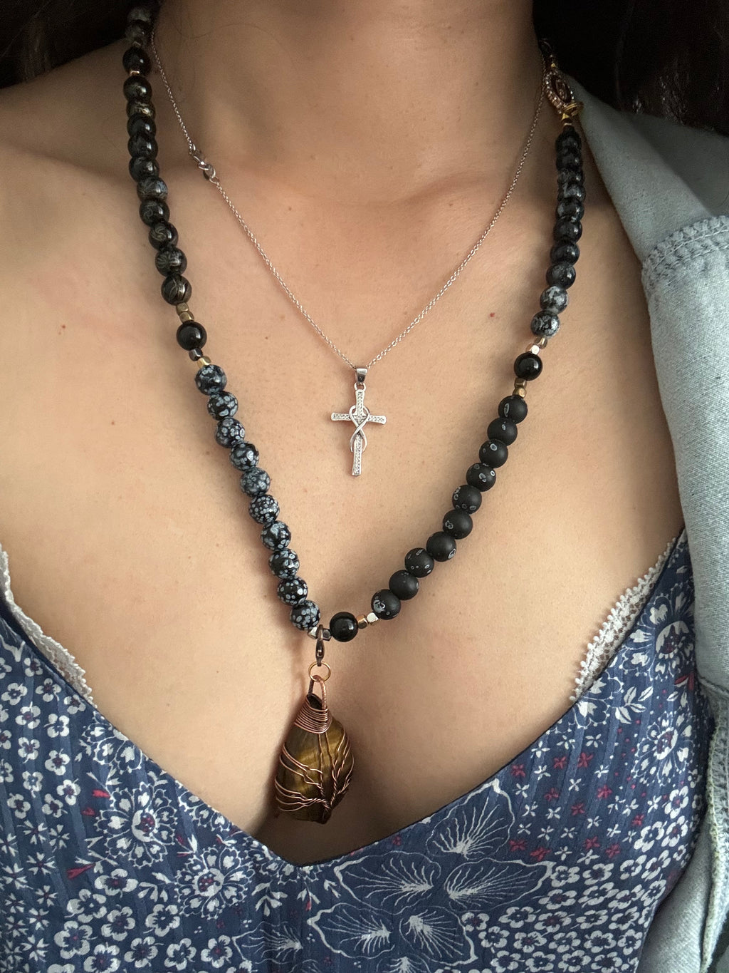Black Agate Rosary Necklace