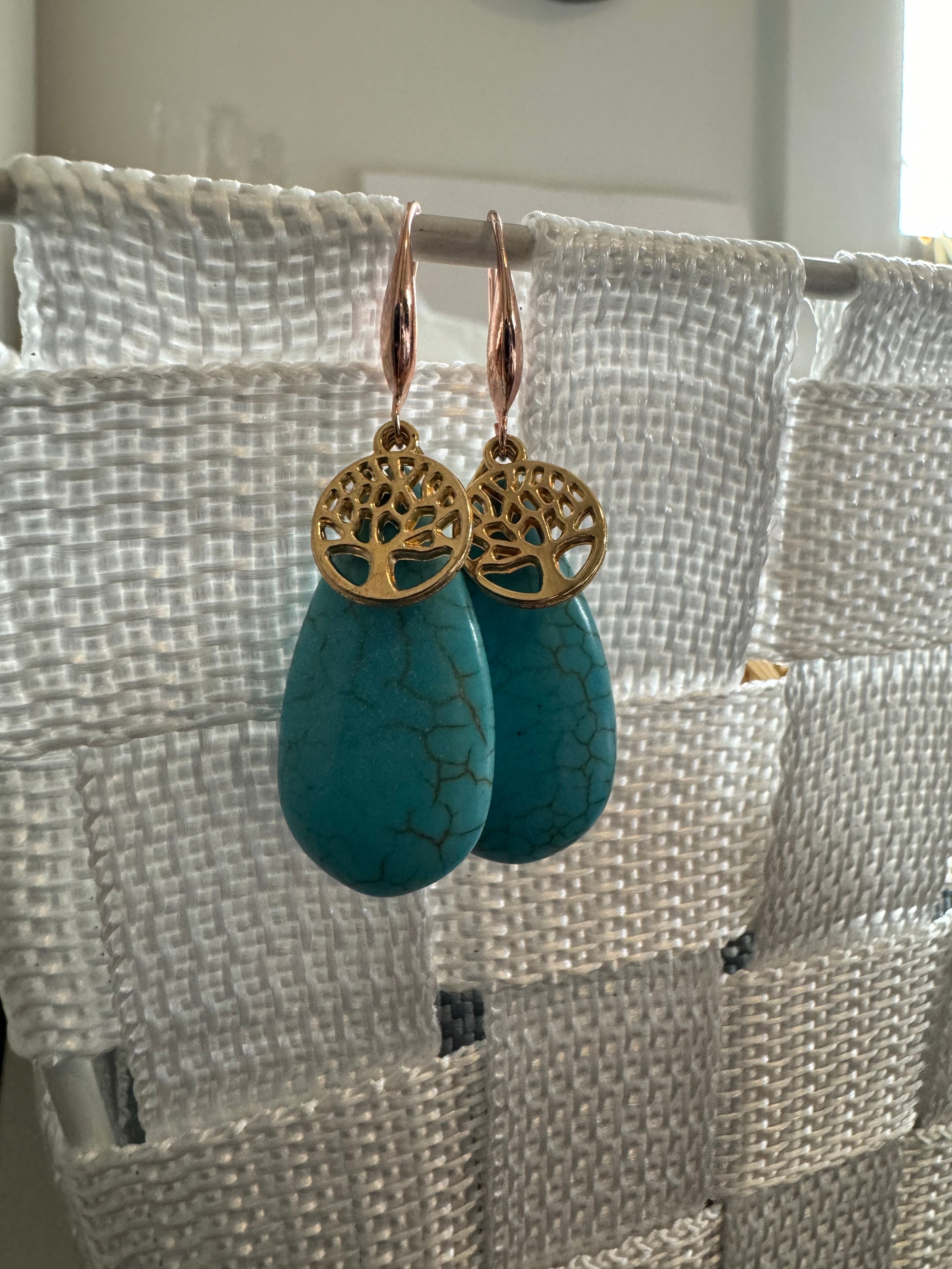 Turquoise Tree of Life Earrings