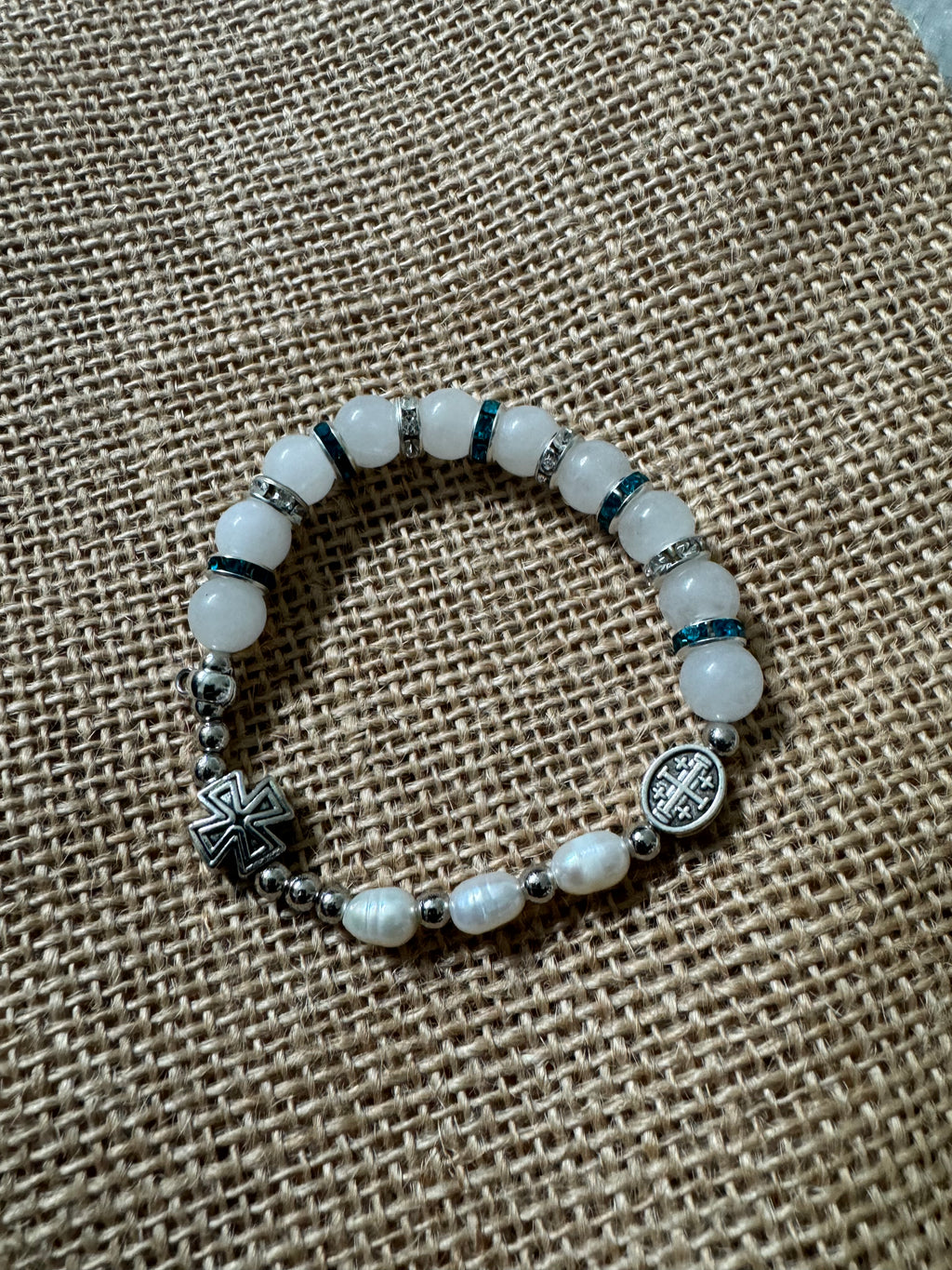June's Moonstone with Pearl Rosary Bracelet