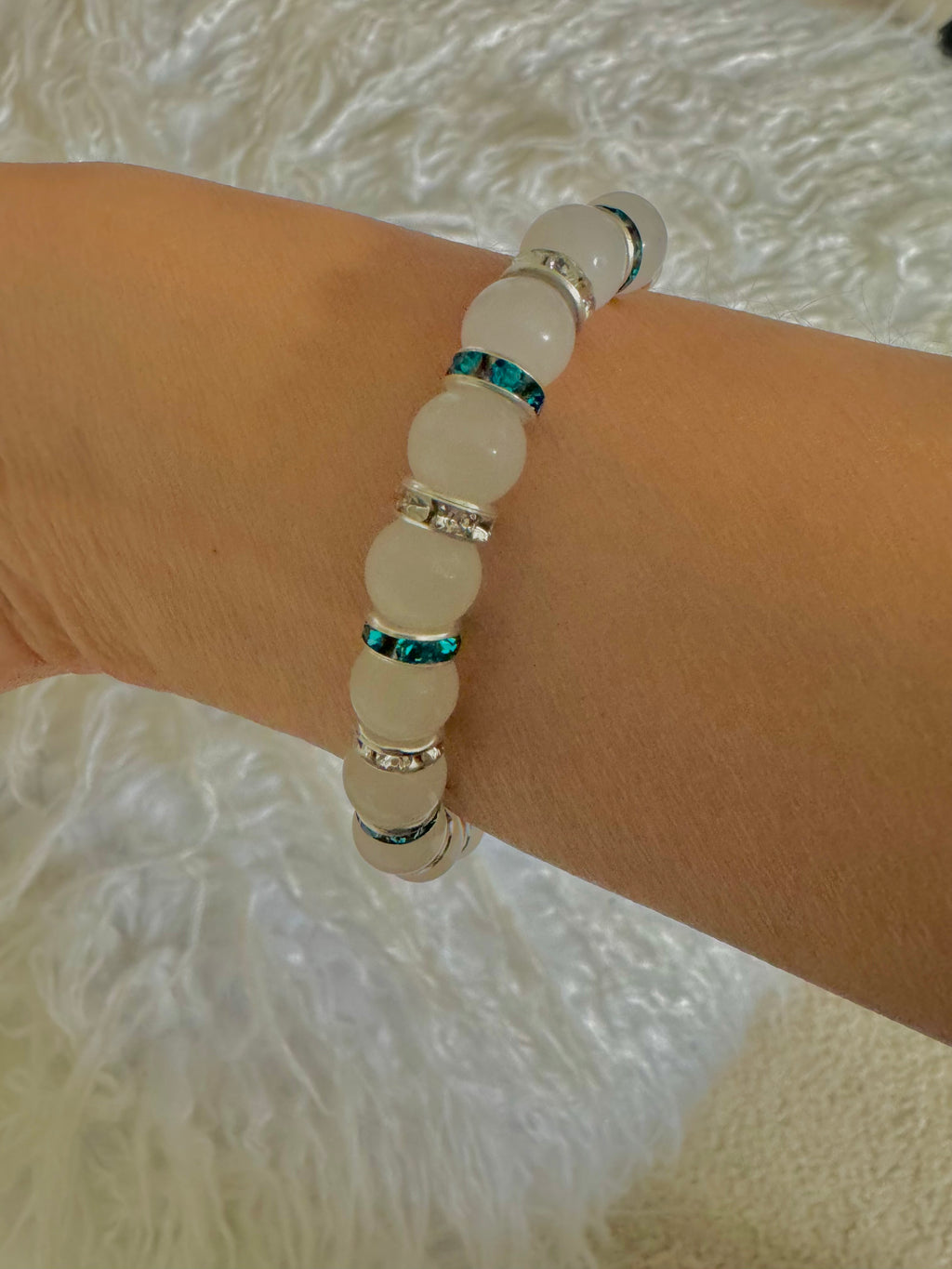 June's Moonstone with Pearl Rosary Bracelet