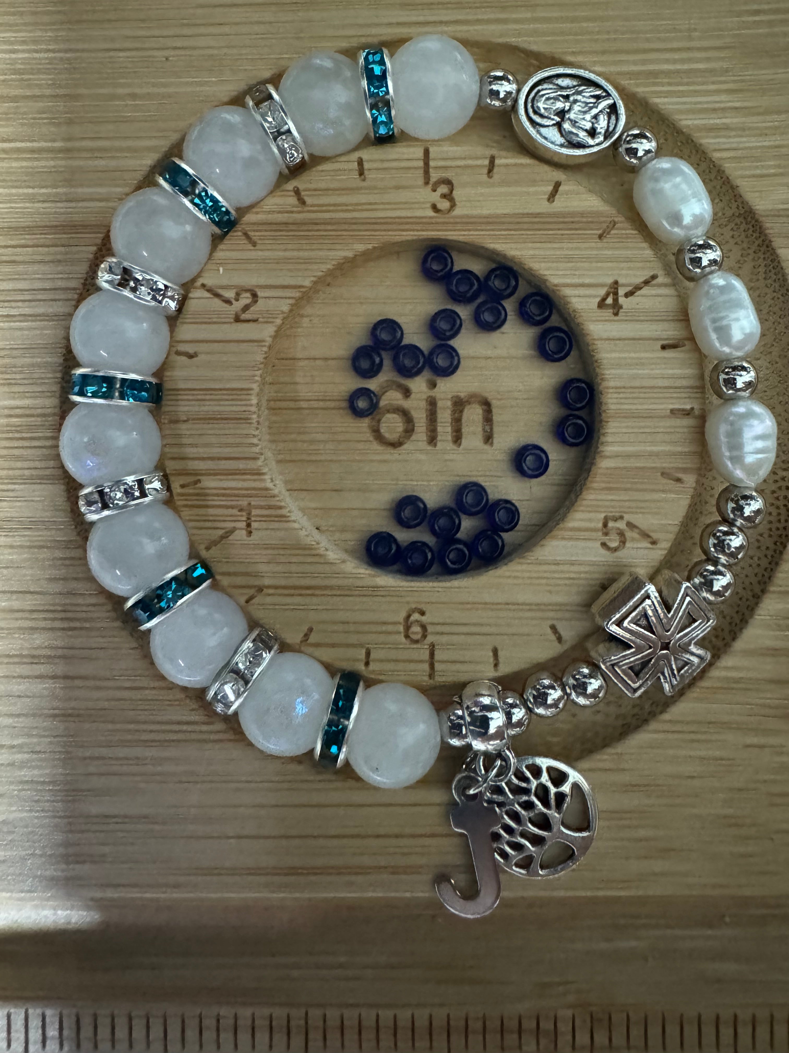 June's Moonstone with Pearl Rosary Bracelet