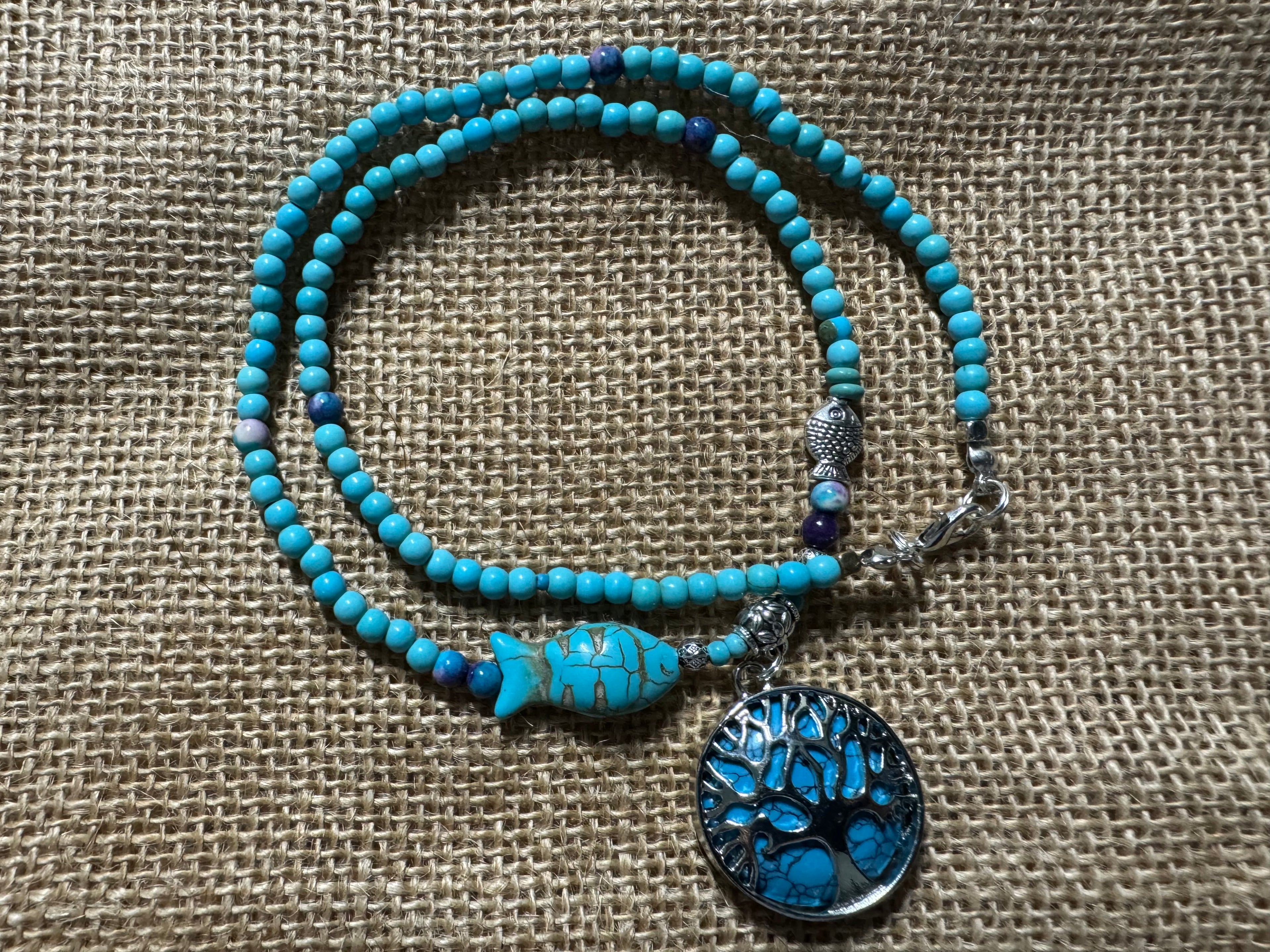 The Turquoise Fish Tree of Life Necklace
