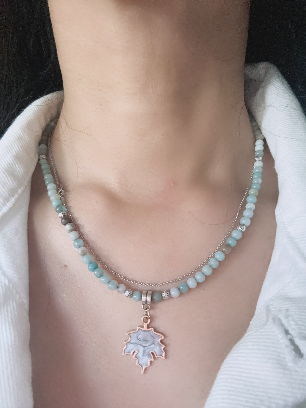 The Amazonite Maple Leaf Necklace