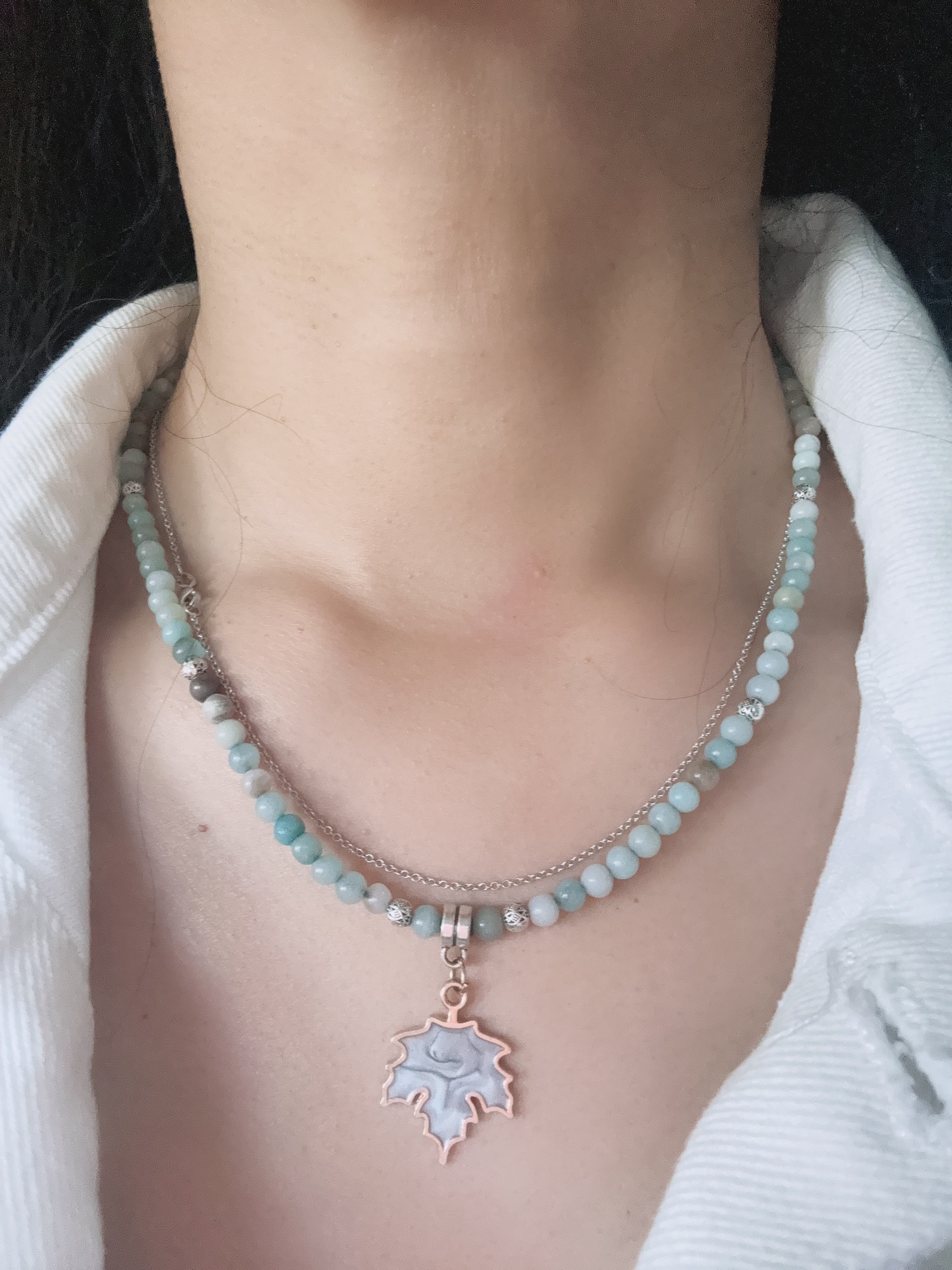 The Amazonite Maple Leaf Necklace