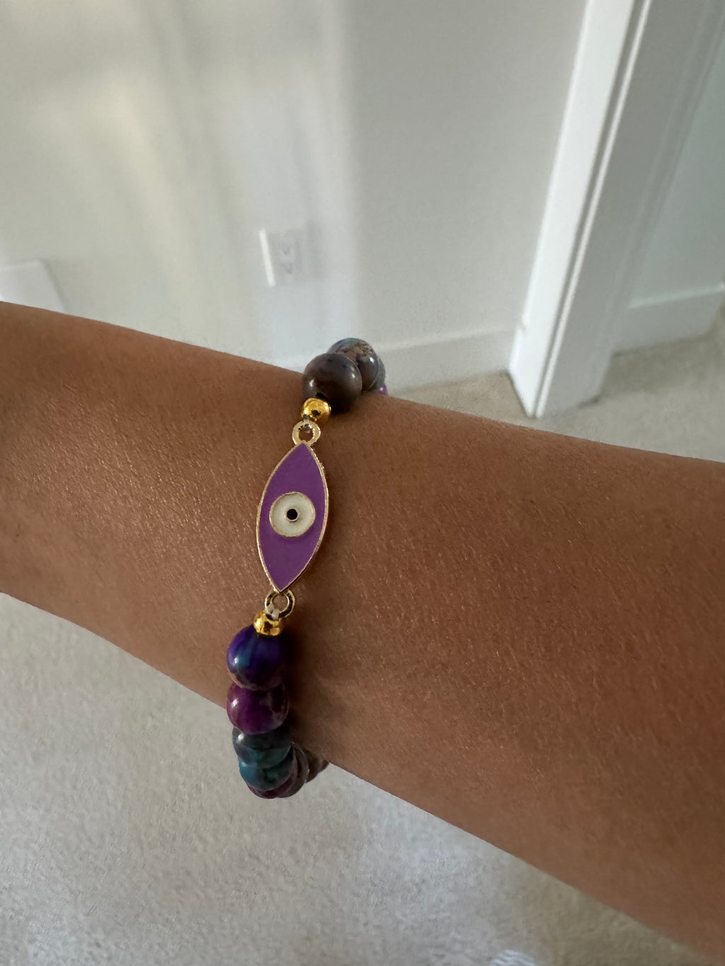 The Sea Sediment Jasper Evil Eye Bracelet