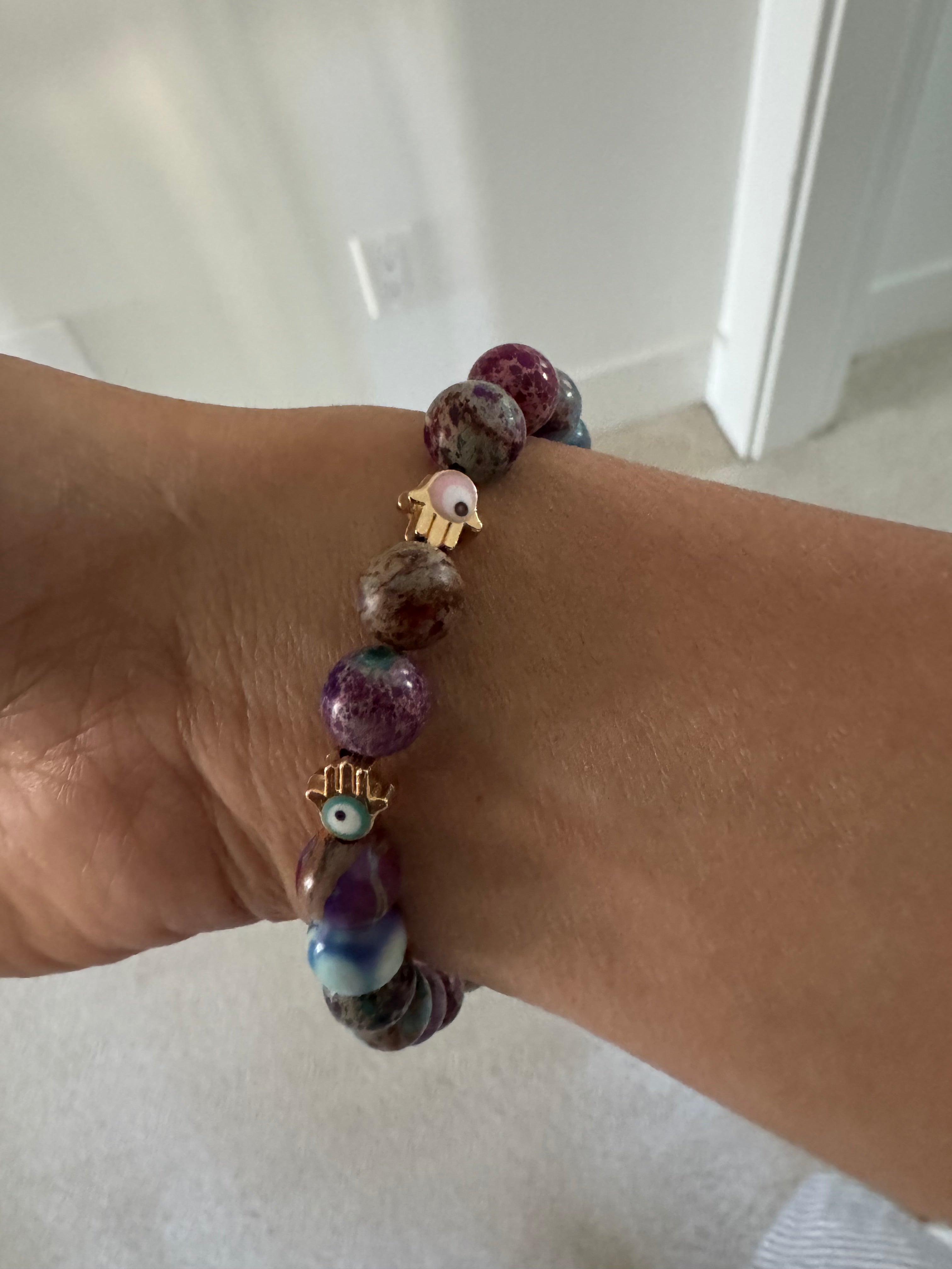 The Sea Sediment Jasper Evil Eye Bracelet