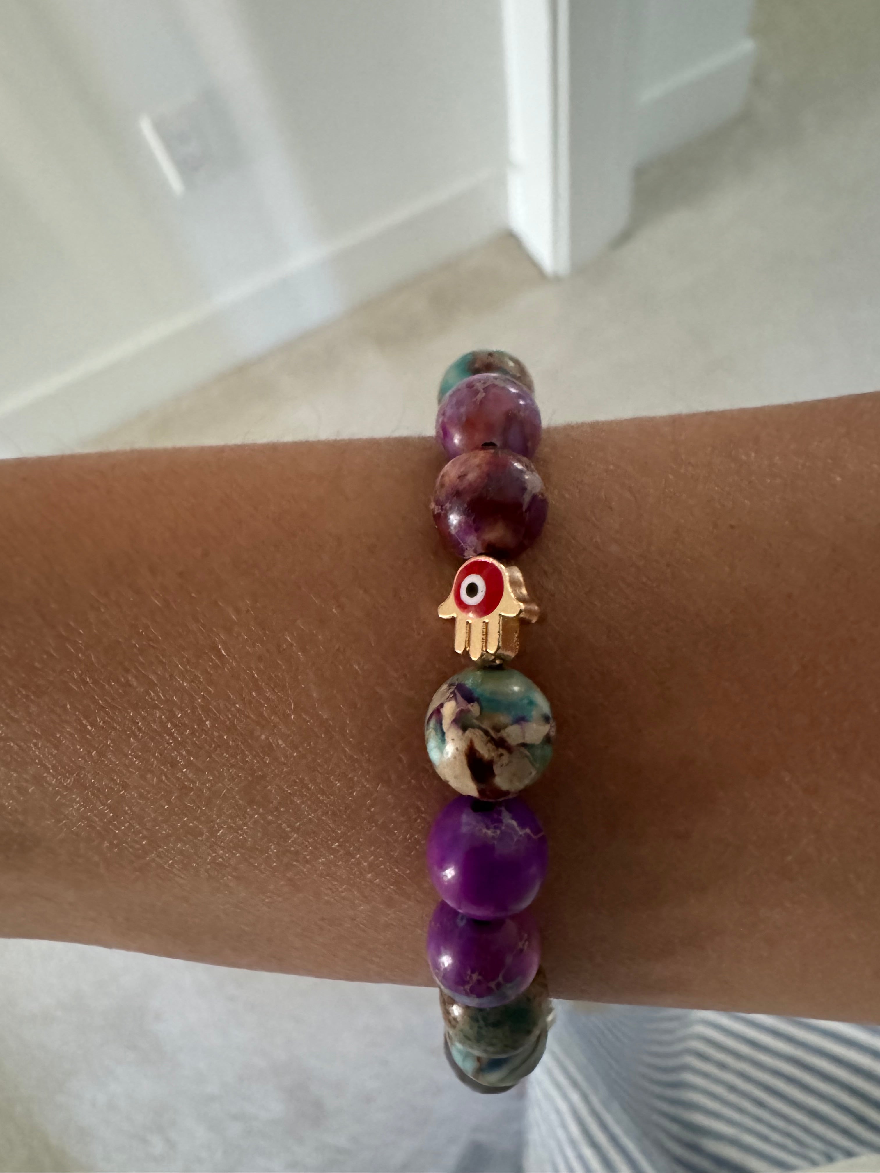 The Sea Sediment Jasper Evil Eye Bracelet