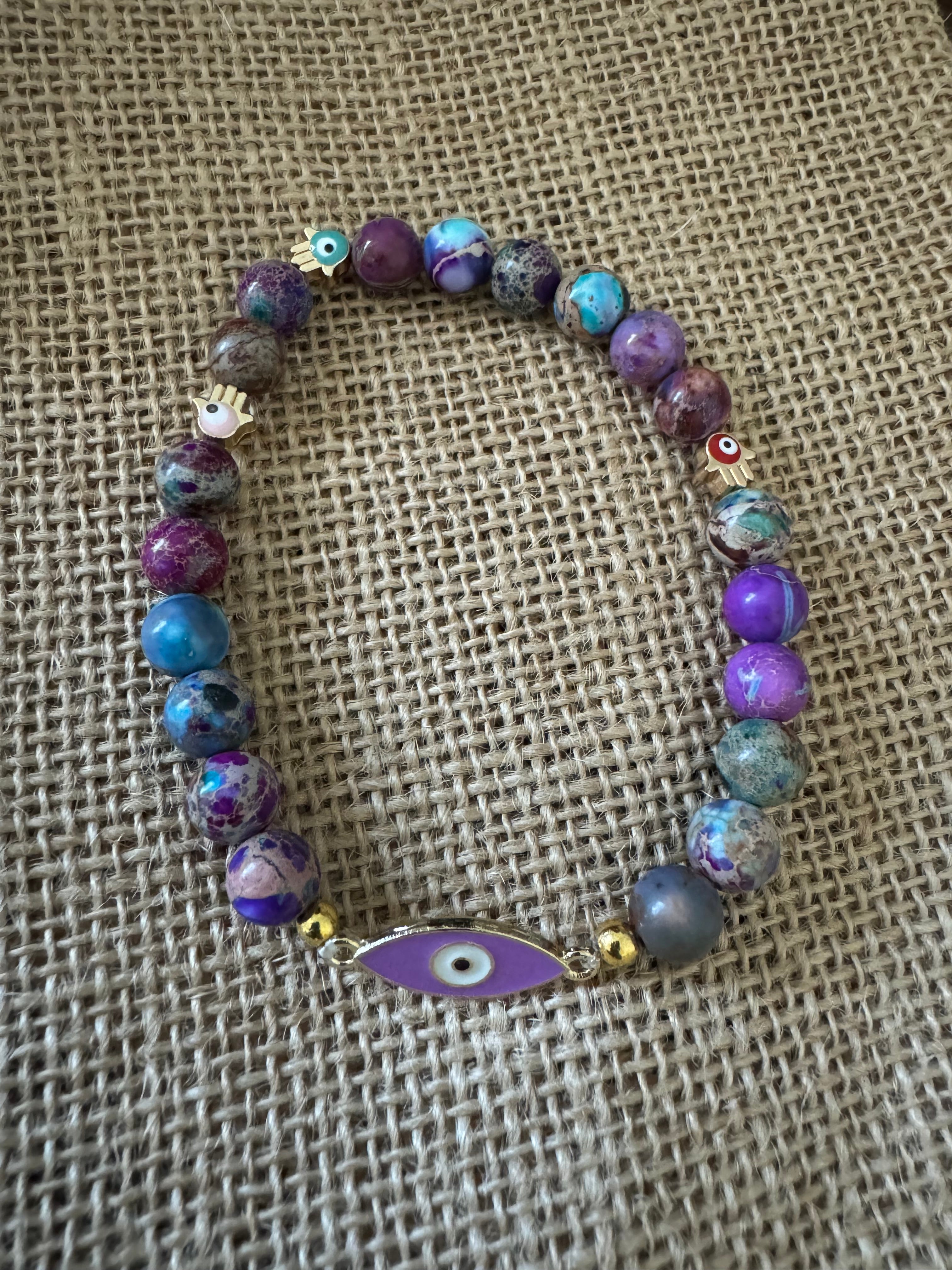 The Sea Sediment Jasper Evil Eye Bracelet