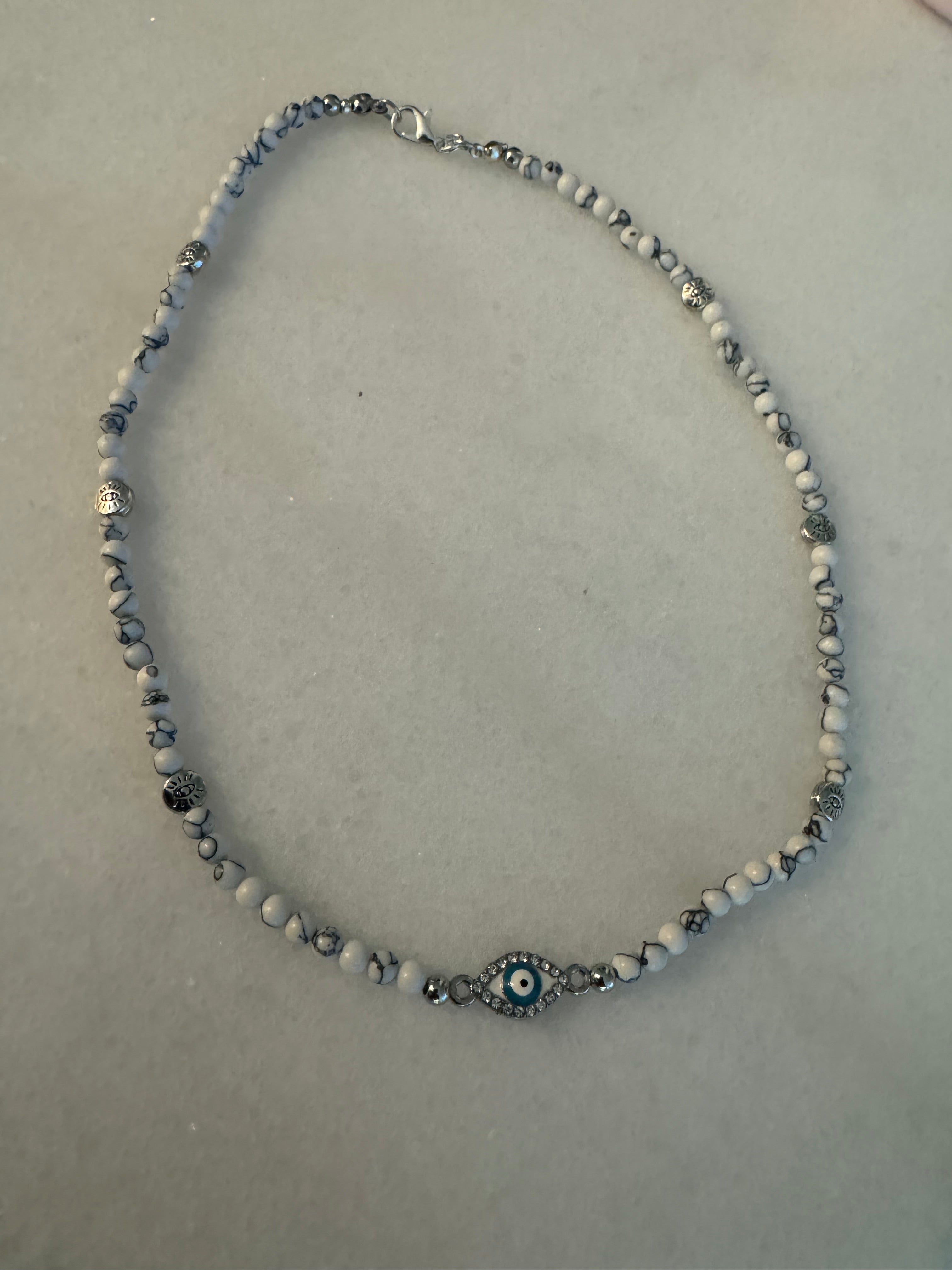 The White Howlite Evil Eye Necklace