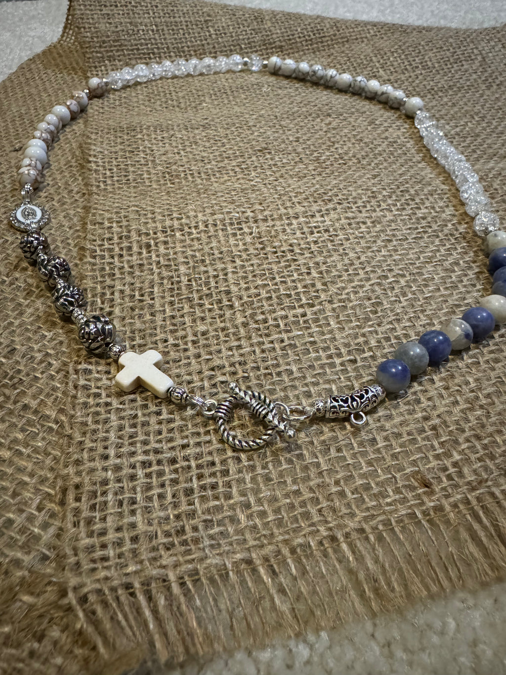 White Turquoise and Jasper Rosary Prayer Beads