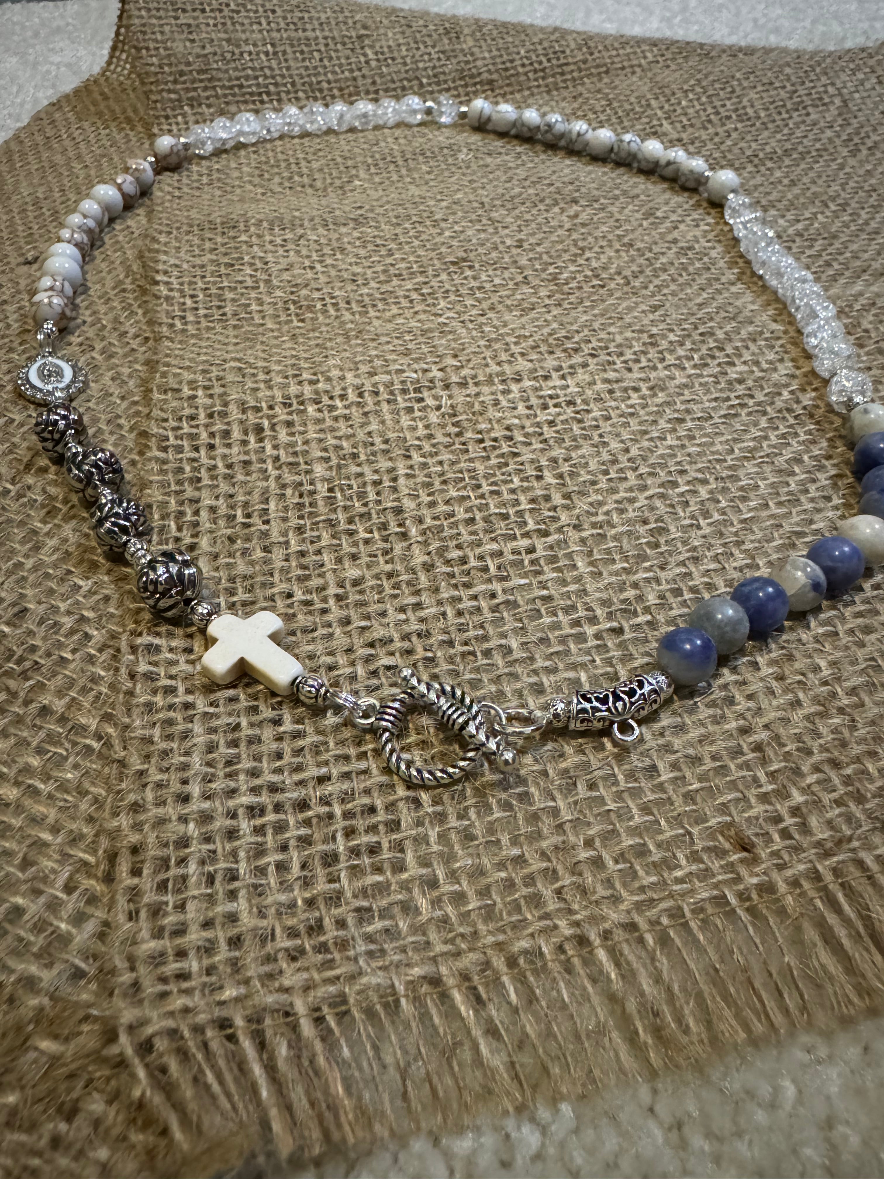 White Turquoise and Jasper Rosary Prayer Beads