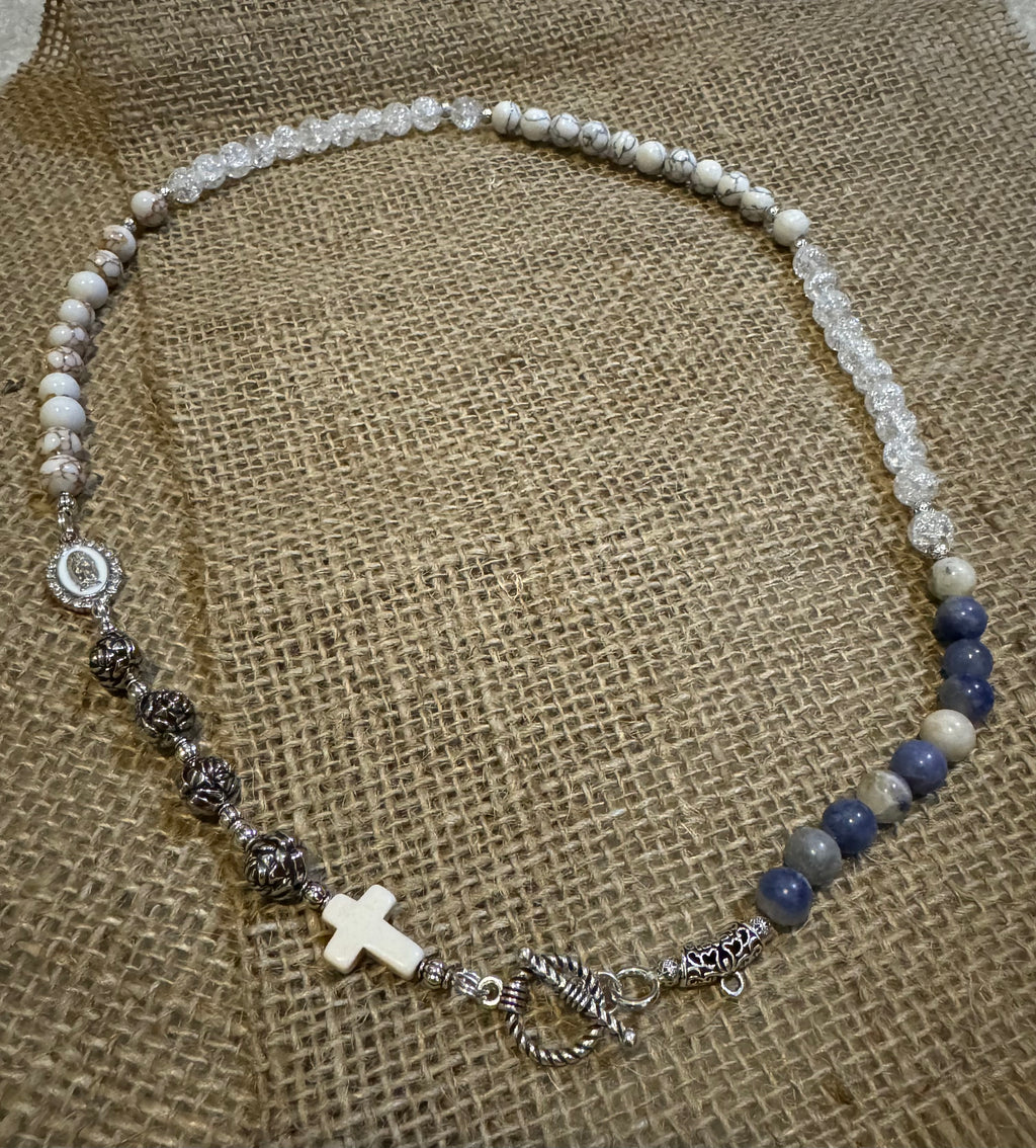 White Turquoise and Jasper Rosary Prayer Beads