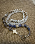 White Turquoise and Jasper Rosary Prayer Beads