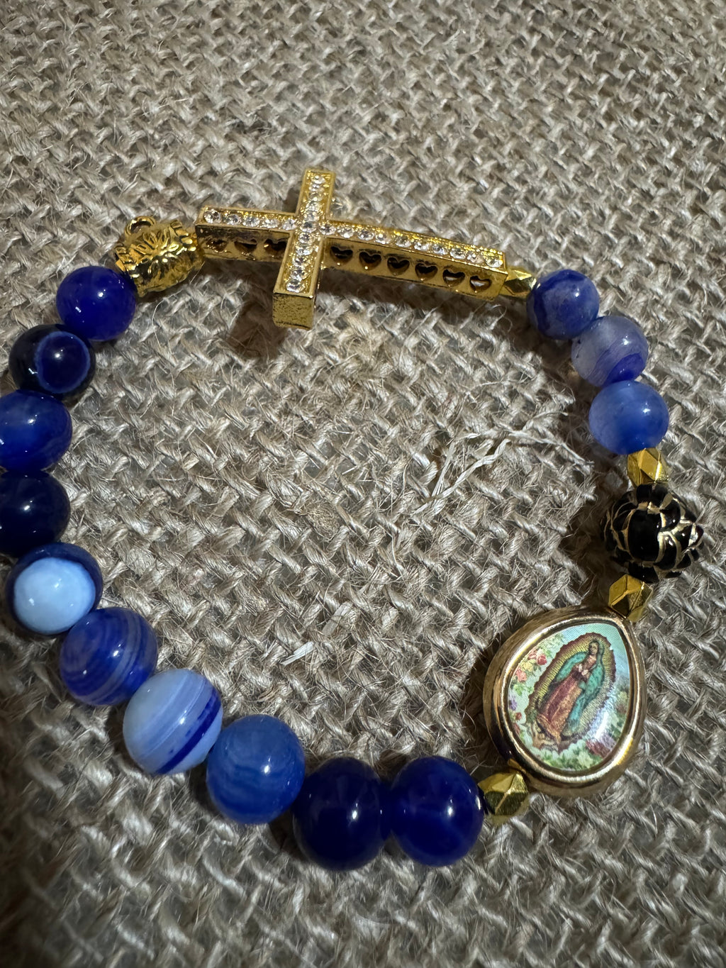 Blue Agate Rosary Bracelet