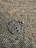 Silver Crystal Cross Bracelet