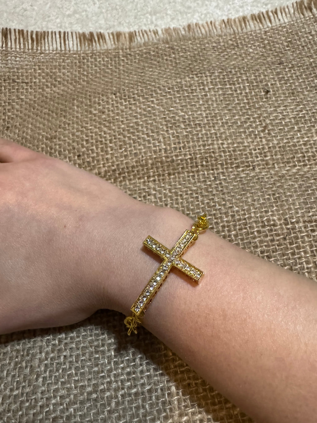 Gold Crystal Cross Bracelet