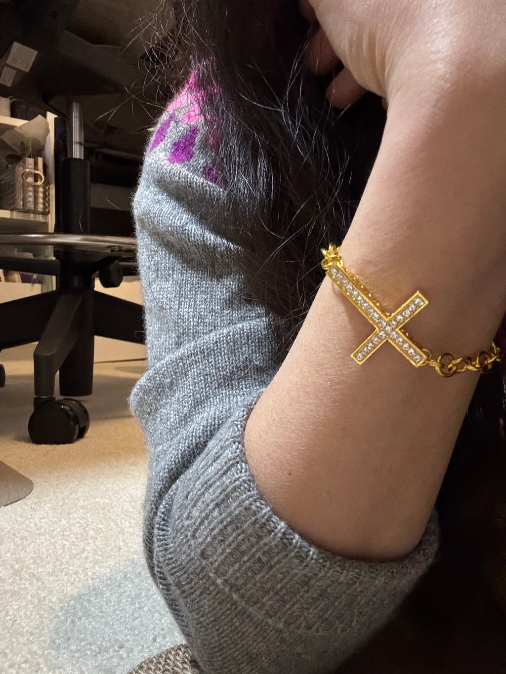 Gold Crystal Cross Bracelet