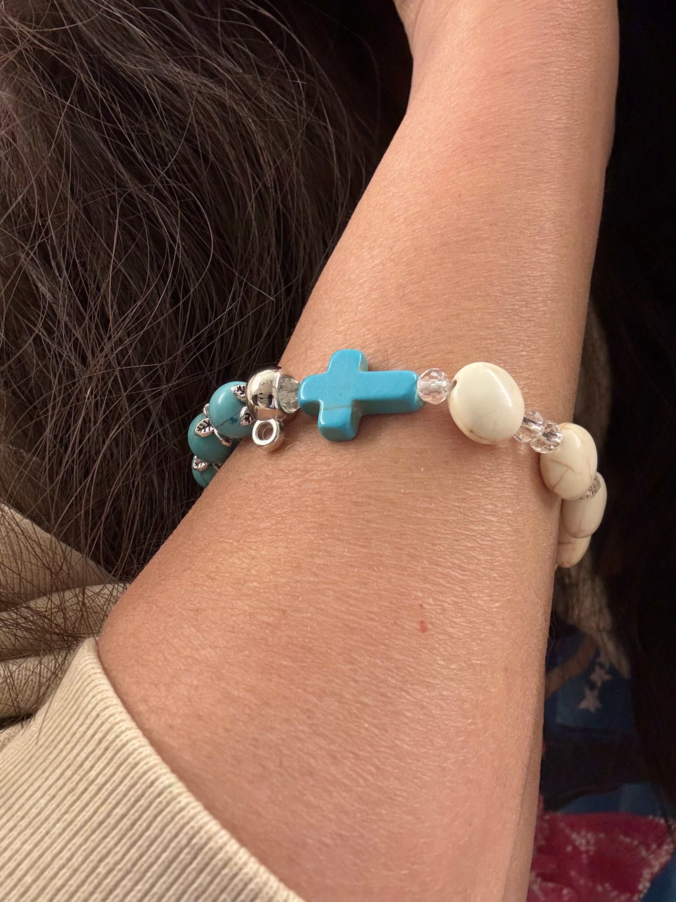 White and Blue Turquoise Rosary Bracelet