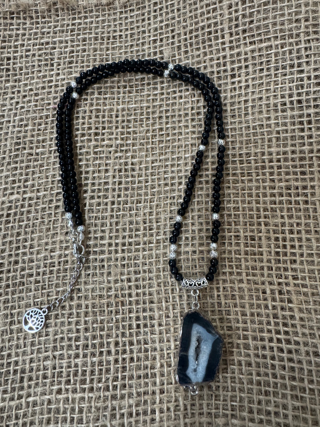 The Black Agate Crystal Pendant Necklace