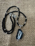 The Black Agate Crystal Pendant Necklace