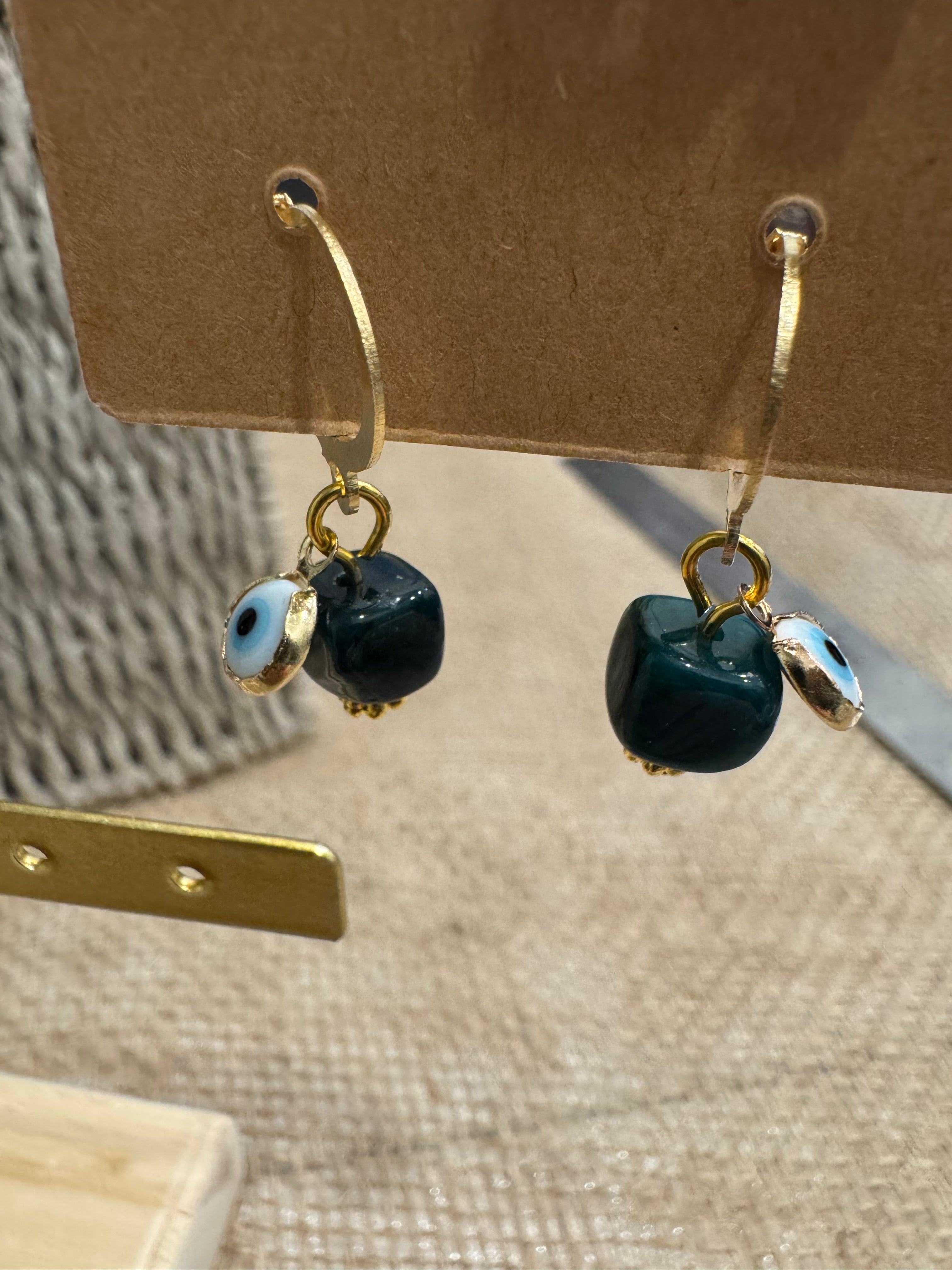 The Dark Green Agate  Earrings