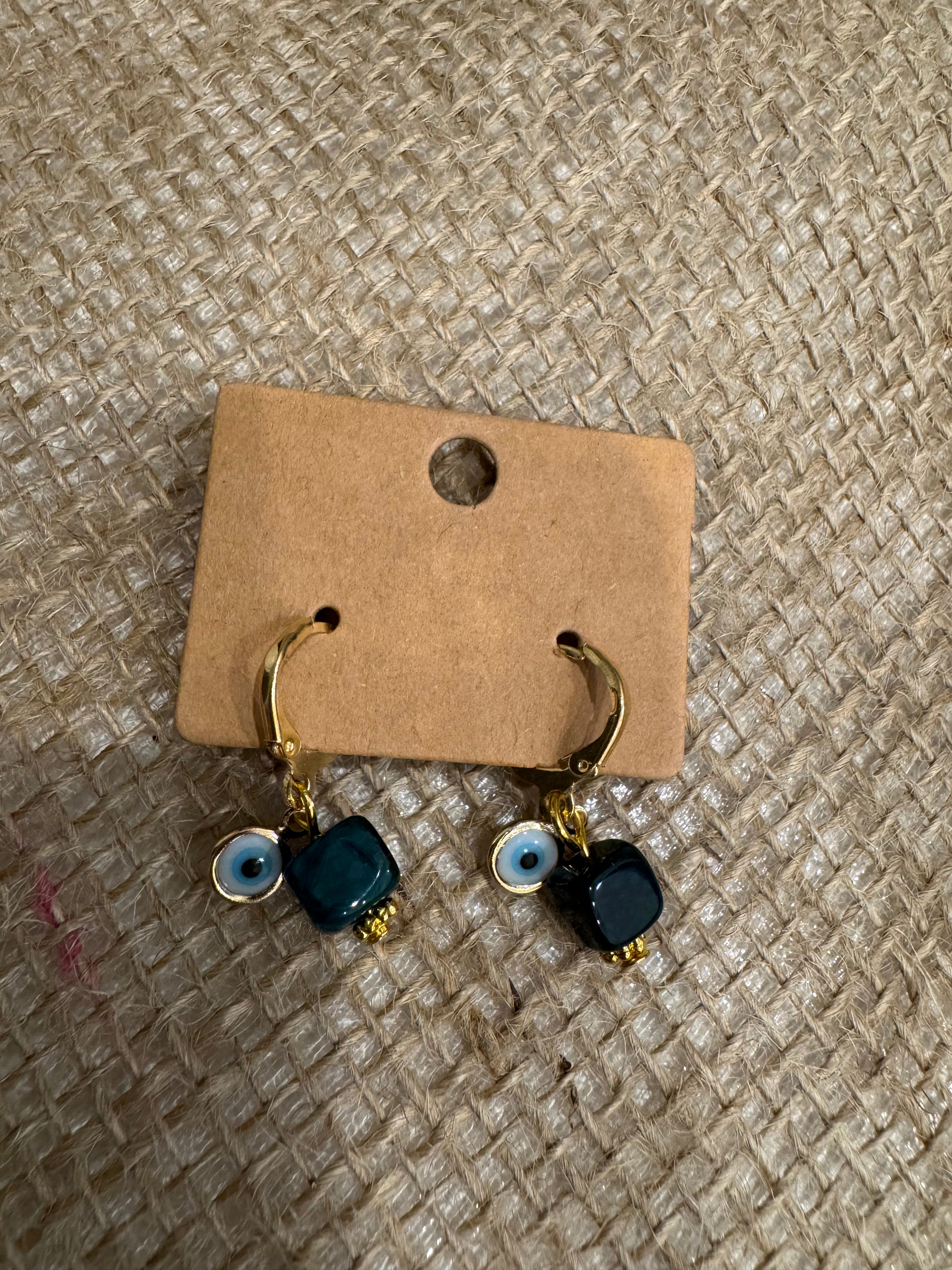 The Dark Green Agate  Earrings