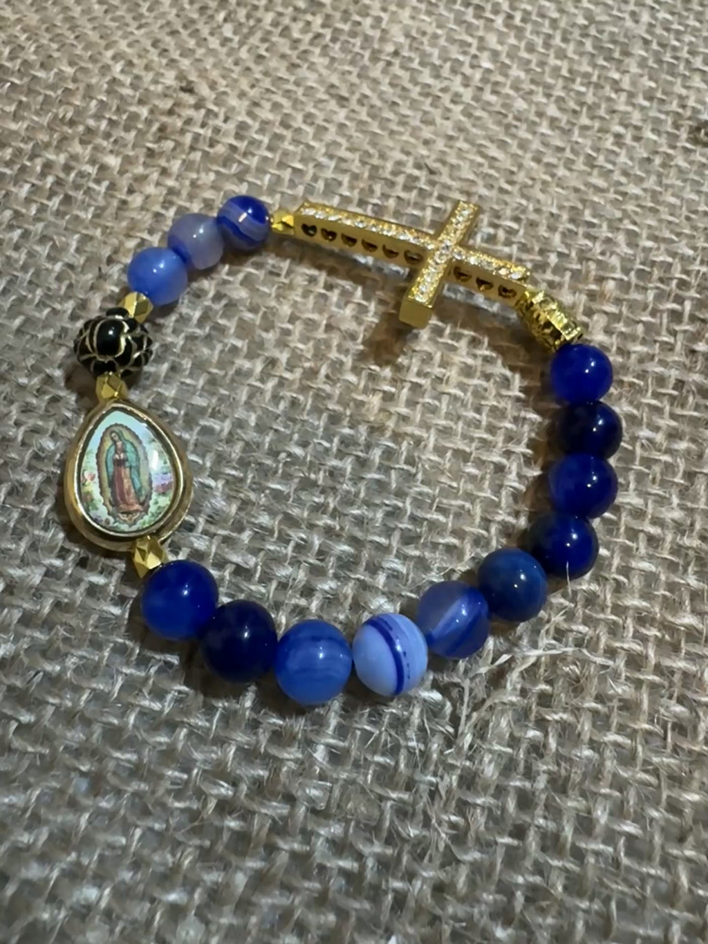 Blue Agate Rosary Bracelet