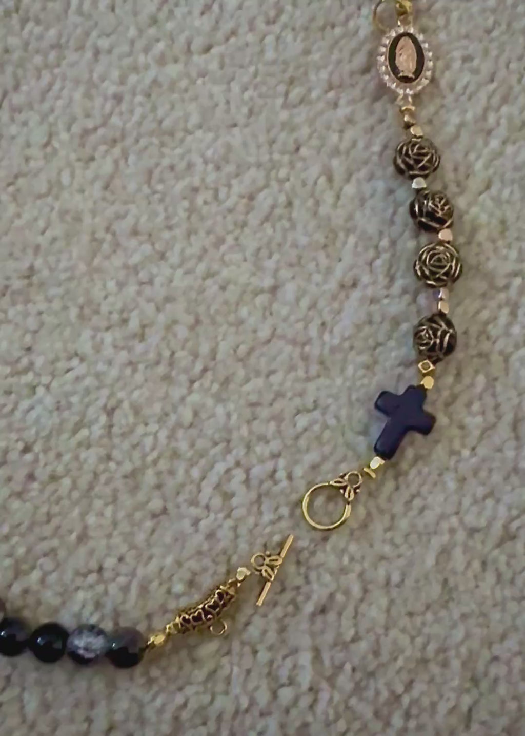 Black Agate Rosary Necklace