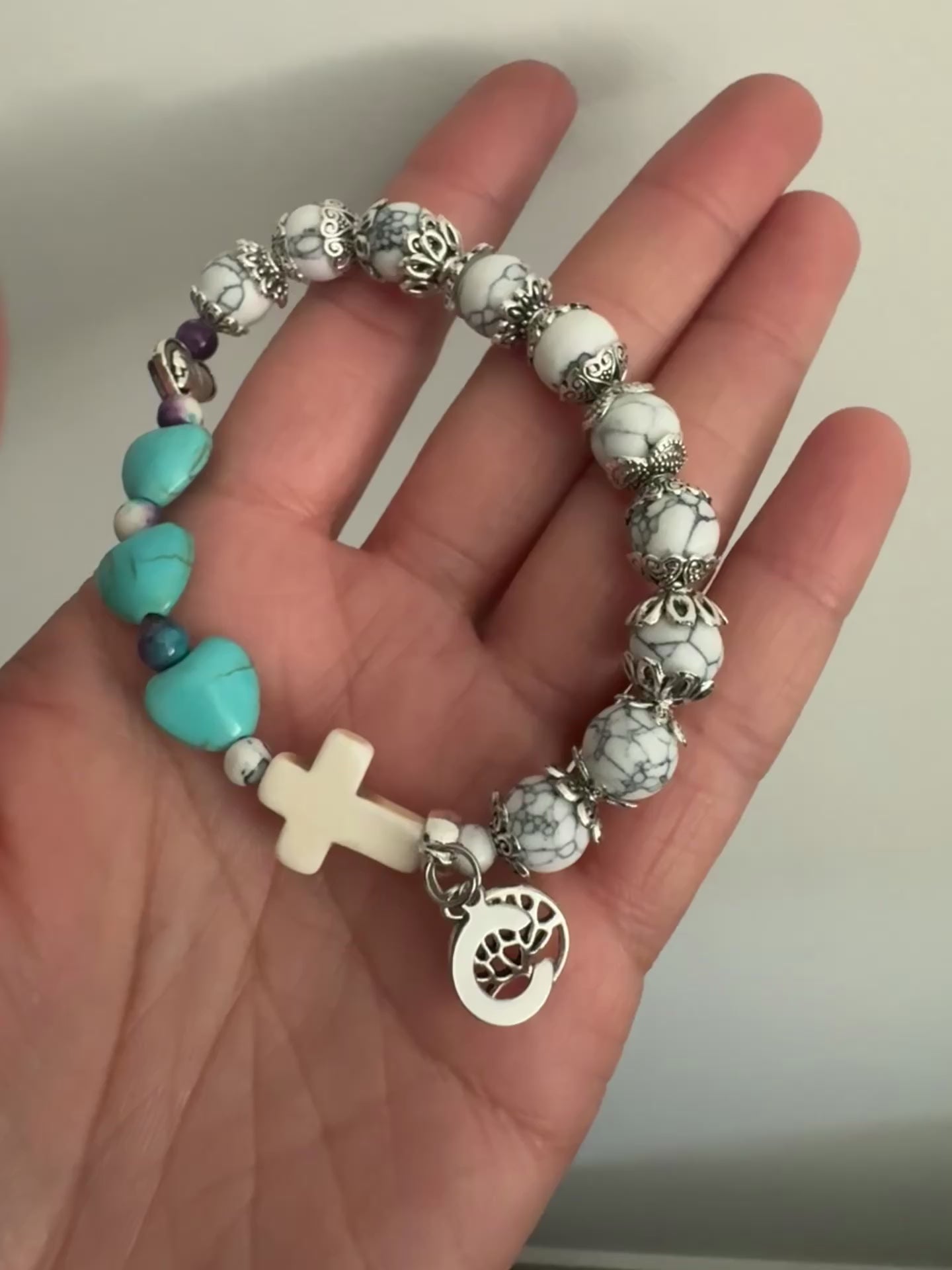 White and Blue Turquoise Rosary Bracelet
