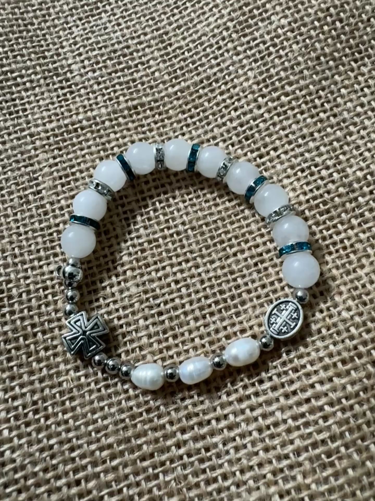 June's Moonstone with Pearl Rosary Bracelet