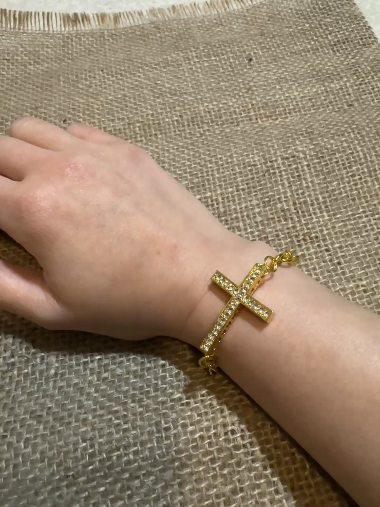 Gold Crystal Cross Bracelet