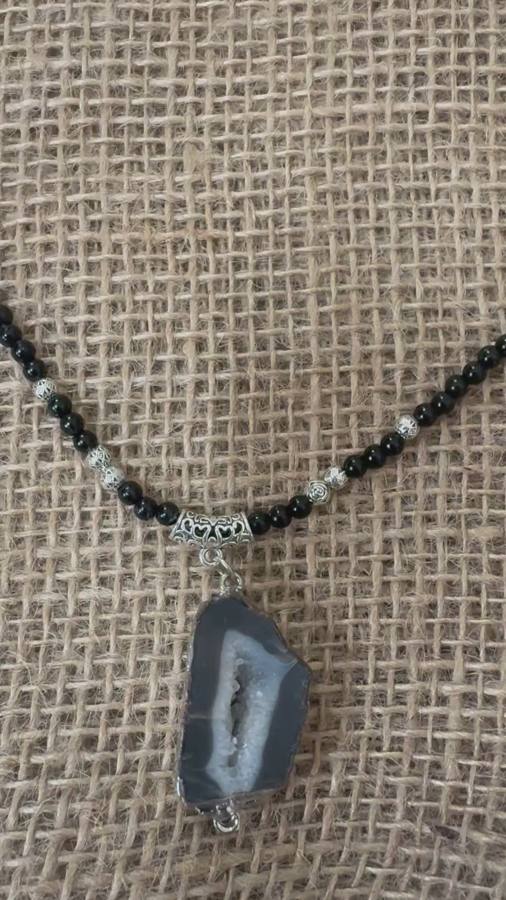The Black Agate Crystal Pendant Necklace